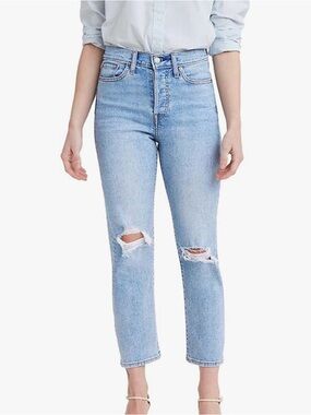 Levi's Bridge of Bellflower Light Blue High-Rise Distressed Cropped Jeans
